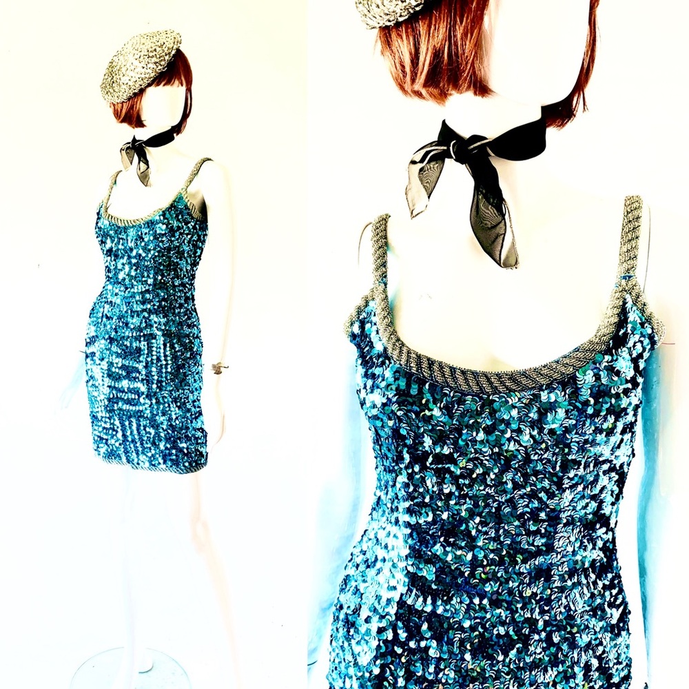 VTG 1980’s SWEE LO Wiggle Bombshell Sequins Dress